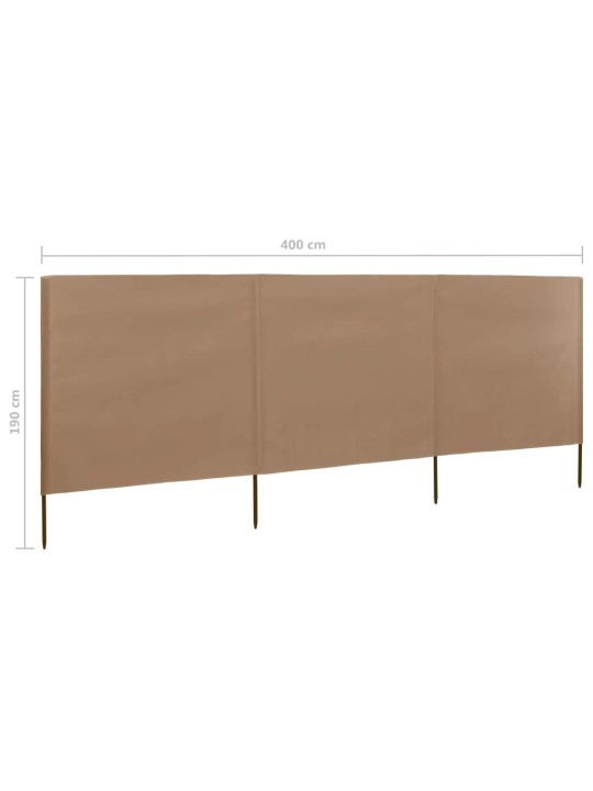 3dílná zástěna proti větru látková 400 x 160 cm taupe