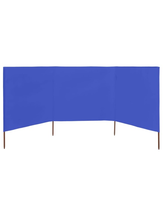 3dílná zástěna proti větru látková 400 x 160 cm azurově modrá