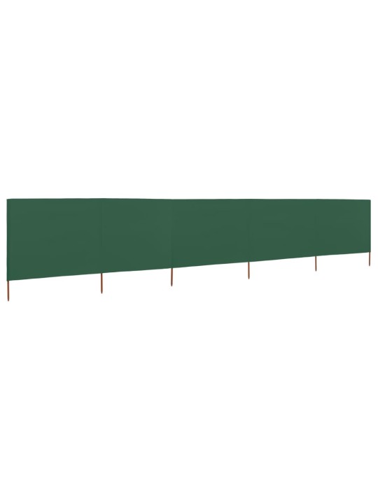 5dílná zástěna proti větru látková 600 x 80 cm zelená