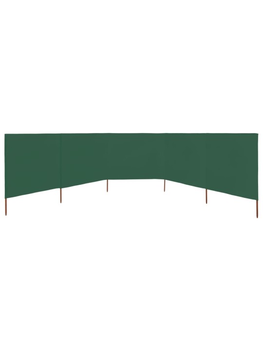 5dílná zástěna proti větru látková 600 x 80 cm zelená