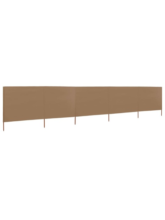 5dílná zástěna proti větru látková 600 x 80 cm taupe