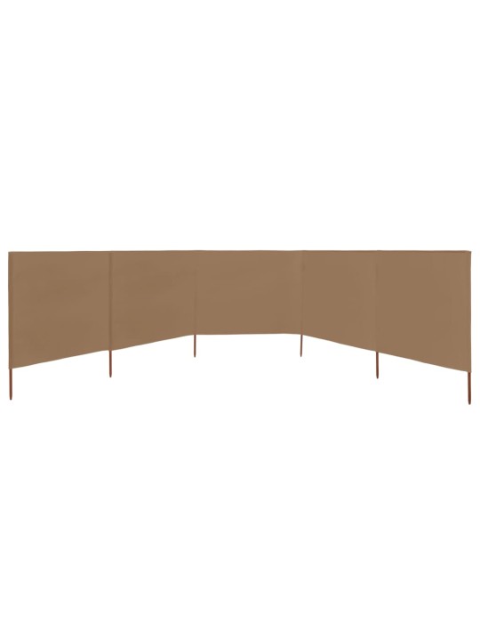 5dílná zástěna proti větru látková 600 x 80 cm taupe