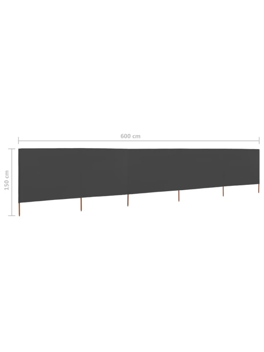 5dílná zástěna proti větru textil 600 x 120 cm antracitová