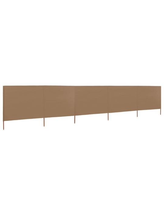 5dílná zástěna proti větru textil 600 x 120 cm taupe