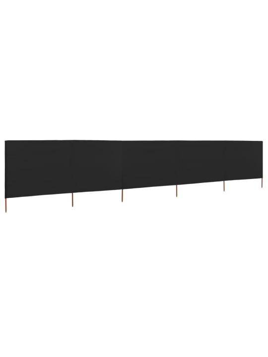 5dílná zástěna proti větru textil 600 x 120 cm černá