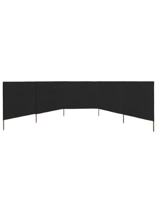 5dílná zástěna proti větru textil 600 x 120 cm černá