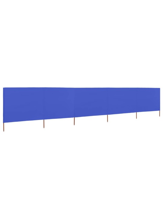 5dílná zástěna proti větru textil 600 x 120 cm azurově modrá