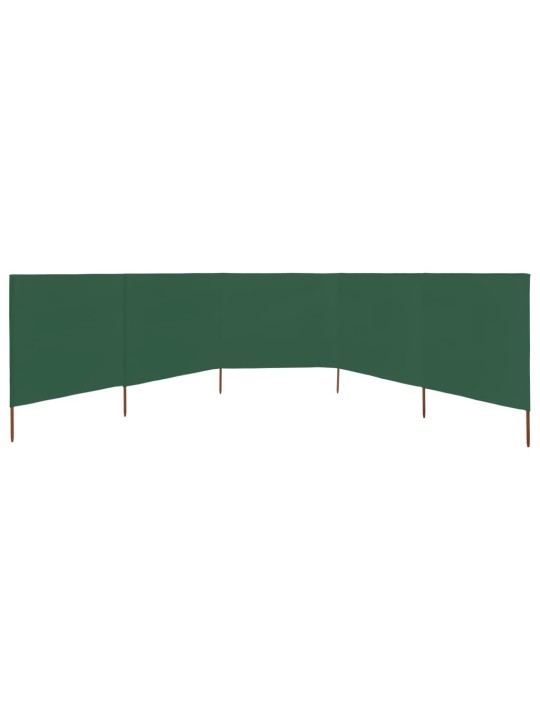 5dílná zástěna proti větru textil 600 x 160 cm zelená