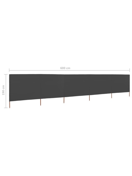 5dílná zástěna proti větru textil 600 x 160 cm antracitová