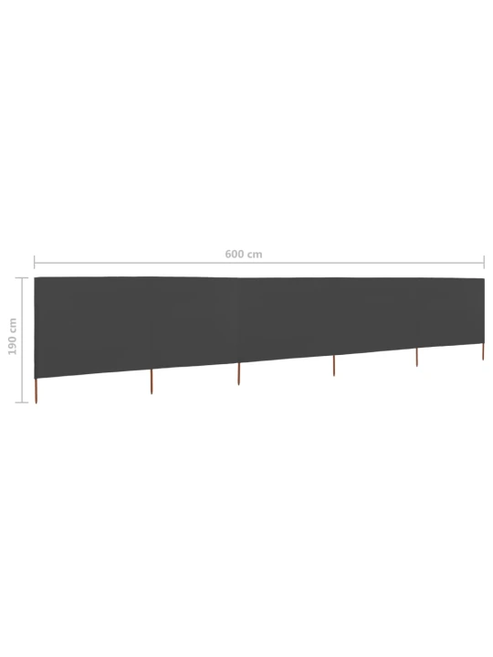 5dílná zástěna proti větru textil 600 x 160 cm antracitová