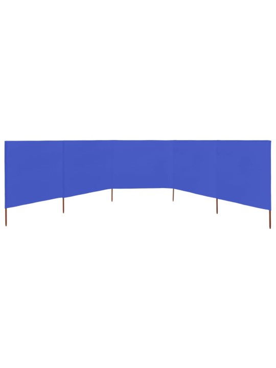 5dílná zástěna proti větru textil 600 x 160 cm azurově modrá