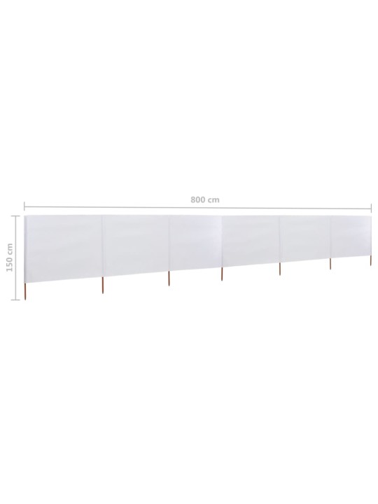 6dílná zástěna proti větru látková 800 x 120 cm pískově bílá
