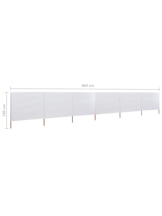 6dílná zástěna proti větru látková 800 x 160 cm pískově bílá