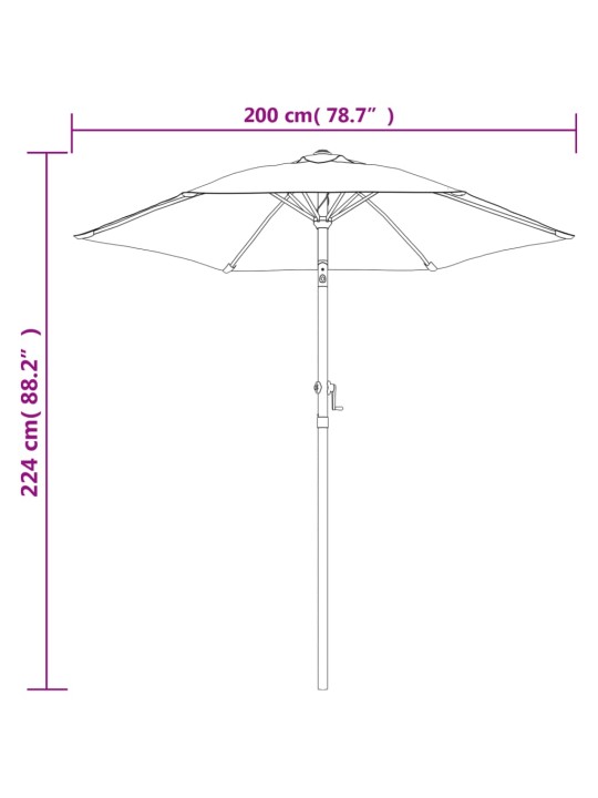 Slunečník taupe 200 x 224 cm hliník
