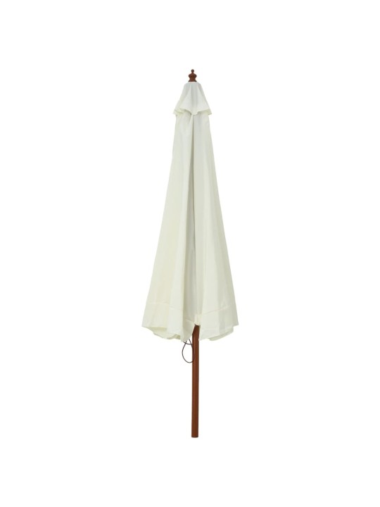 Zahradní slunečník s dřevěnou tyčí 330 cm pískově bílý
