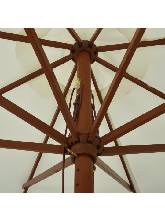 Zahradní slunečník s dřevěnou tyčí 330 cm pískově bílý