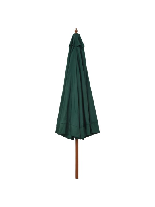 Zahradní slunečník s dřevěnou tyčí 330 cm zelený
