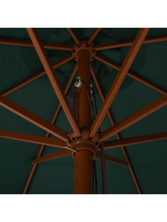 Zahradní slunečník s dřevěnou tyčí 330 cm zelený