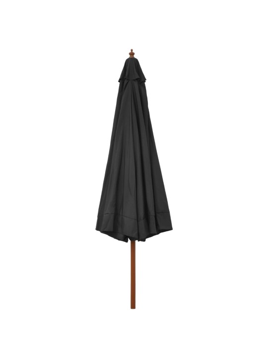 Zahradní slunečník s dřevěnou tyčí 330 cm antracitový