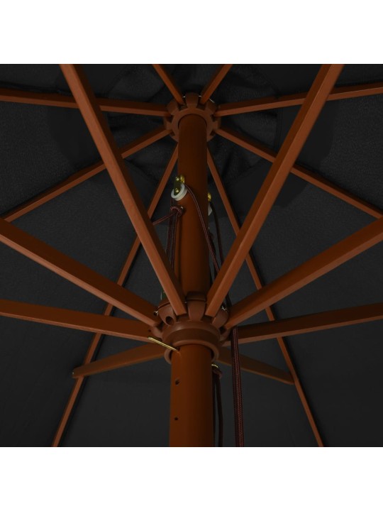 Zahradní slunečník s dřevěnou tyčí 330 cm antracitový