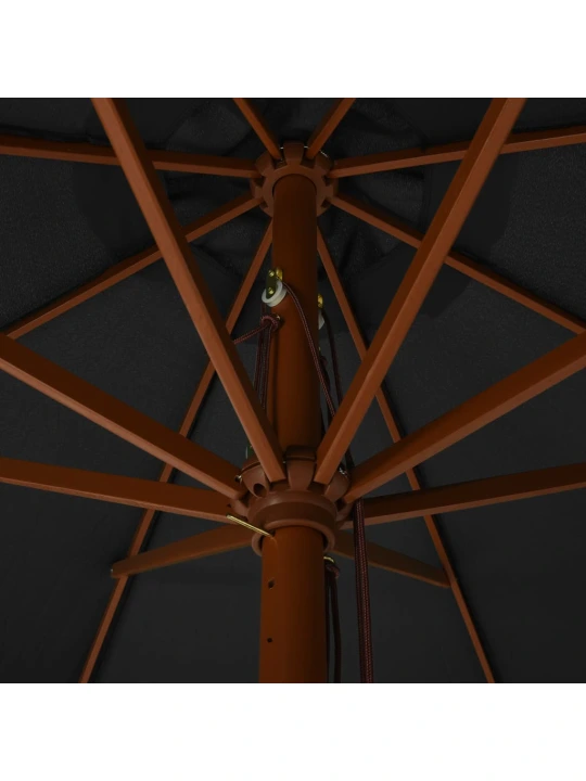 Zahradní slunečník s dřevěnou tyčí 330 cm antracitový