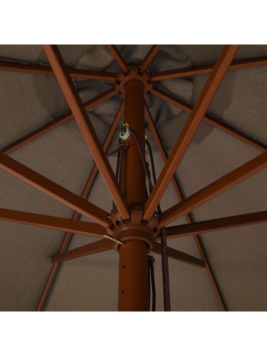 Zahradní slunečník s dřevěnou tyčí 330 cm barva taupe