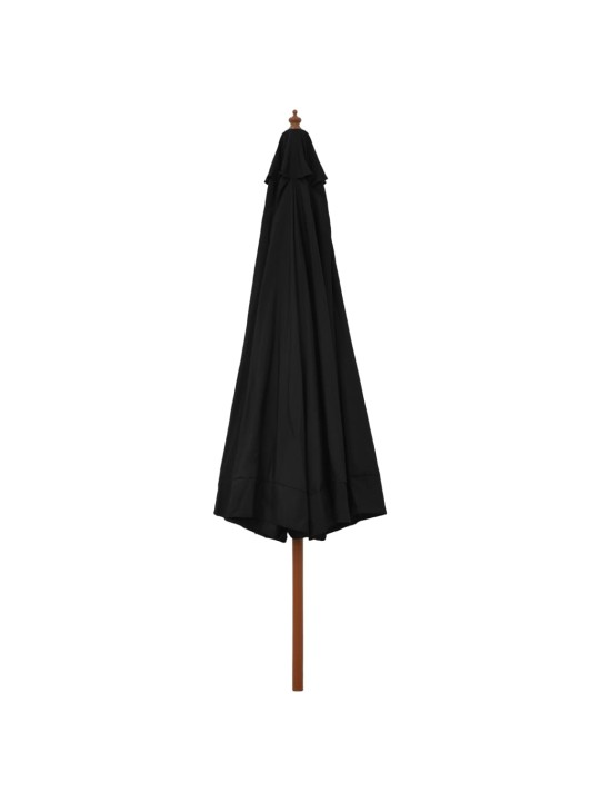 Zahradní slunečník s dřevěnou tyčí 330 cm černý