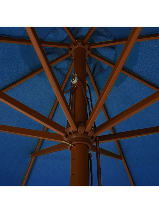 Zahradní slunečník s dřevěnou tyčí 330 cm azurově modrý