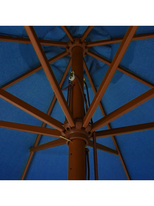 Zahradní slunečník s dřevěnou tyčí 330 cm azurově modrý