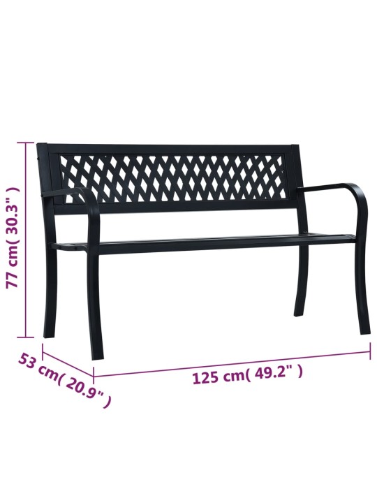 Zahradní lavice 125 cm černá ocel