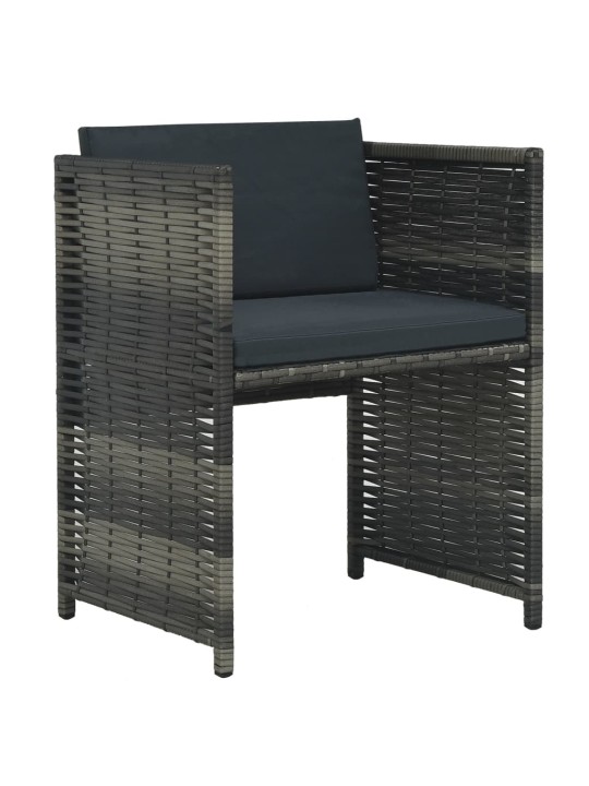 3dílný bistro set s poduškami polyratan šedý