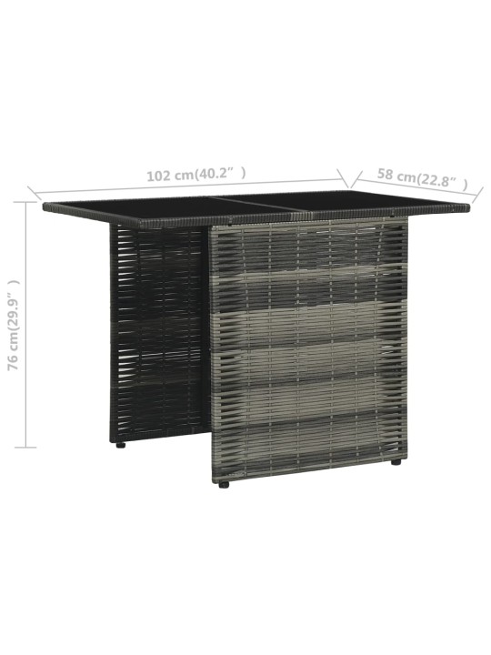 3dílný bistro set s poduškami polyratan šedý