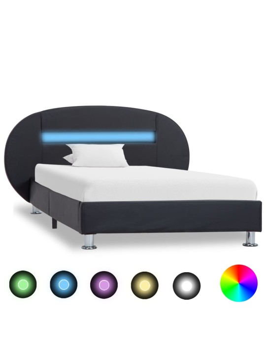 Rám postele s LED světlem černý umělá kůže 90 x 200 cm