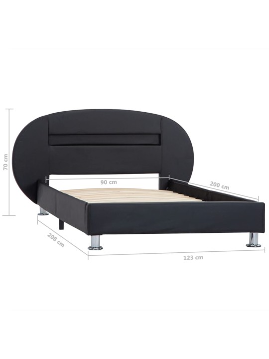 Rám postele s LED světlem černý umělá kůže 90 x 200 cm