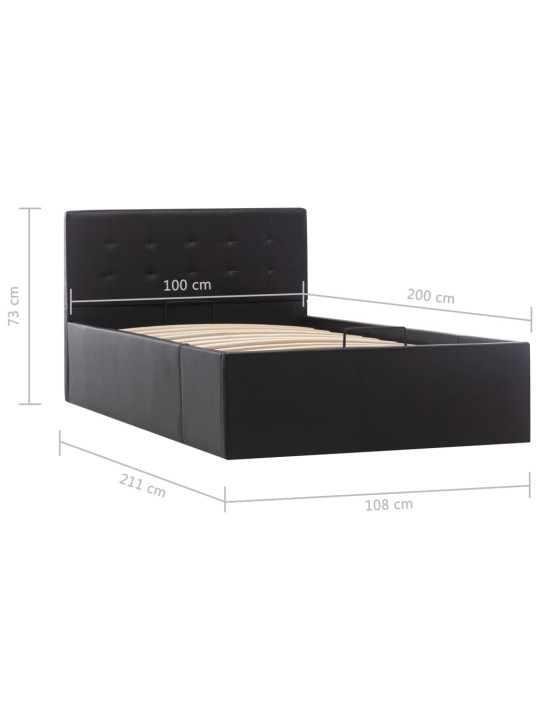 Rám postele s úložným prostorem černý umělá kůže 100 x 200 cm