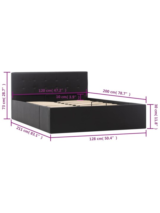 Rám postele s úložným prostorem černý umělá kůže 120x200 cm