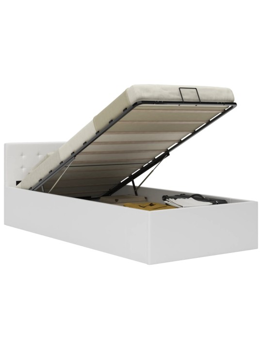 Rám postele zvedací úložný prostor bílý umělá kůže 90 x 200 cm