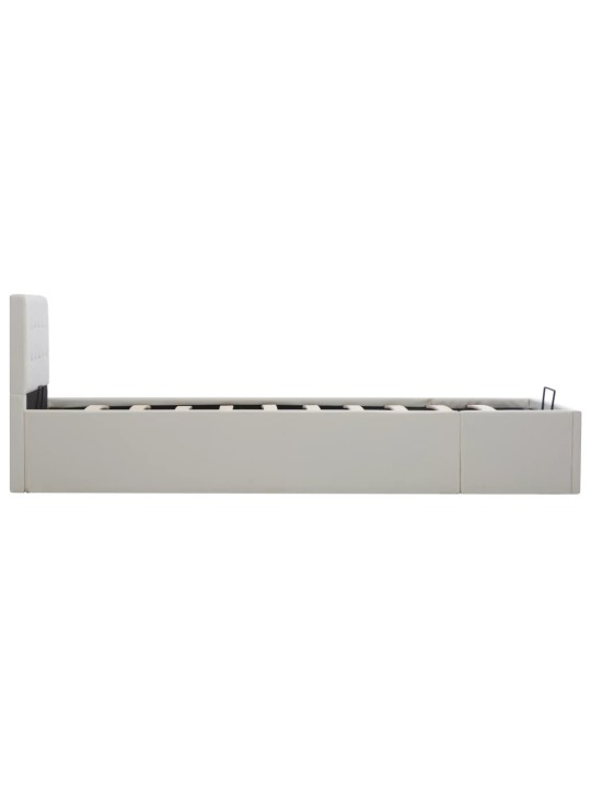 Rám postele zvedací úložný prostor bílý umělá kůže 90 x 200 cm