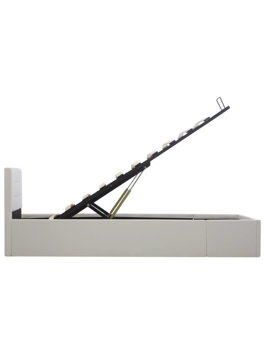 Rám postele zvedací úložný prostor bílý umělá kůže 90 x 200 cm