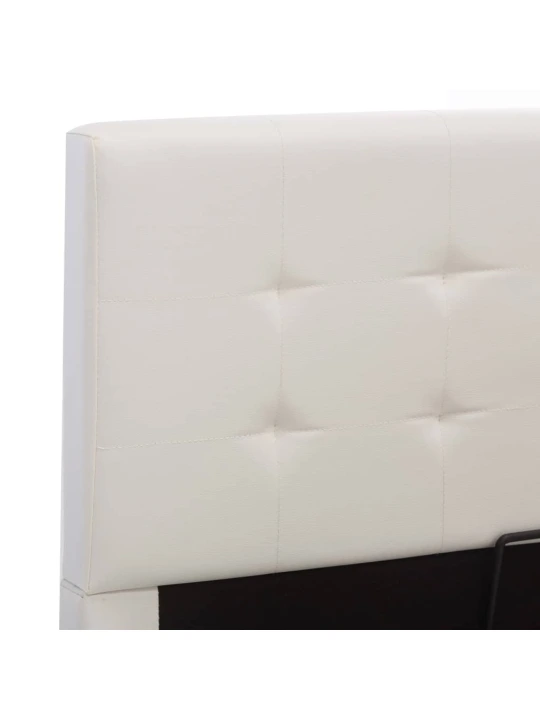 Rám postele zvedací úložný prostor bílý umělá kůže 100 x 200 cm