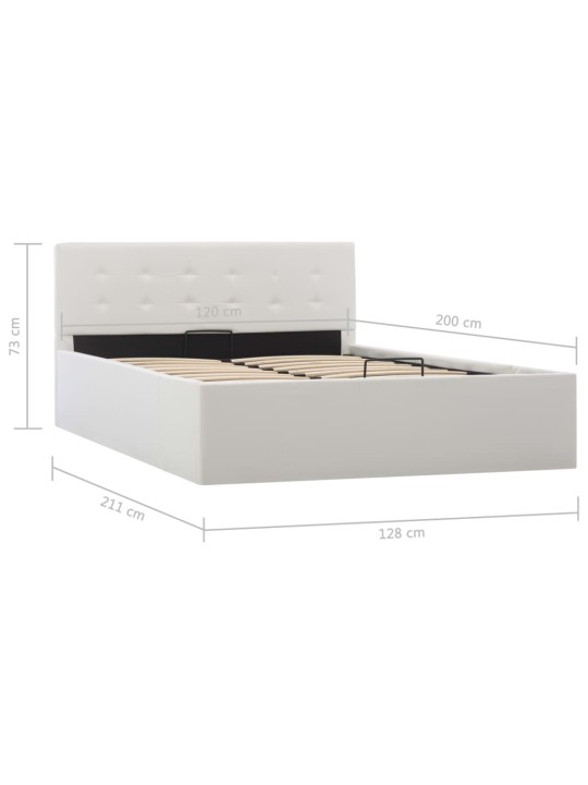 Rám postele zvedací úložný prostor bílý umělá kůže 120 x 200 cm