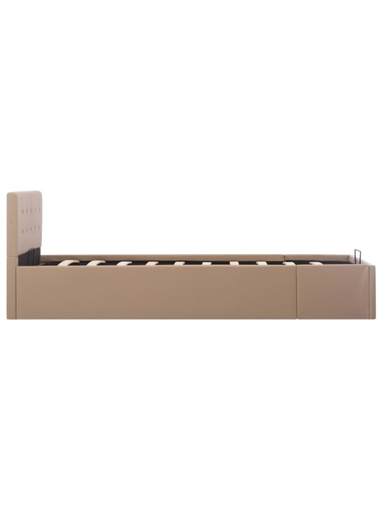 Rám postele zvedací úložiště cappuccino umělá kůže 90 x 200 cm