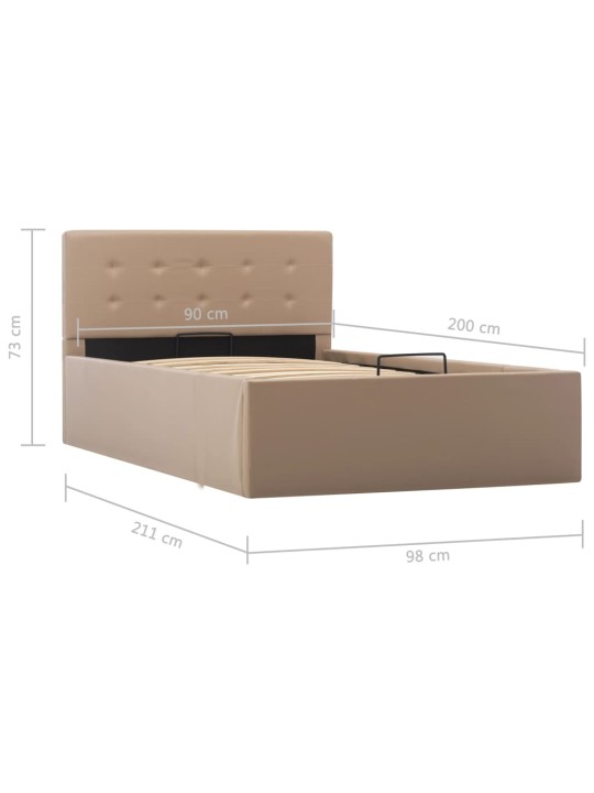 Rám postele zvedací úložiště cappuccino umělá kůže 90 x 200 cm