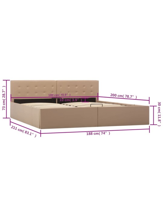 Rám postele s úložným prostorem cappuccino umělá kůže 180x200cm