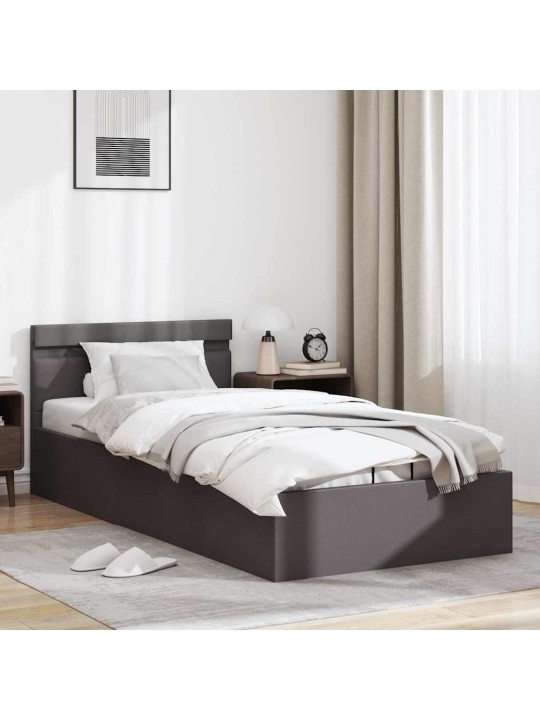 Rám postele s led úložný prostor šedý umělá kůže 90 x 200 cm