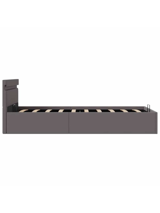 Rám postele s led úložný prostor šedý umělá kůže 90 x 200 cm