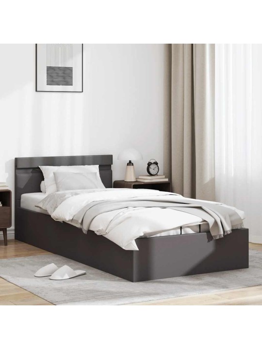 Rám postele s led úložný prostor šedý umělá kůže 100 x 200 cm