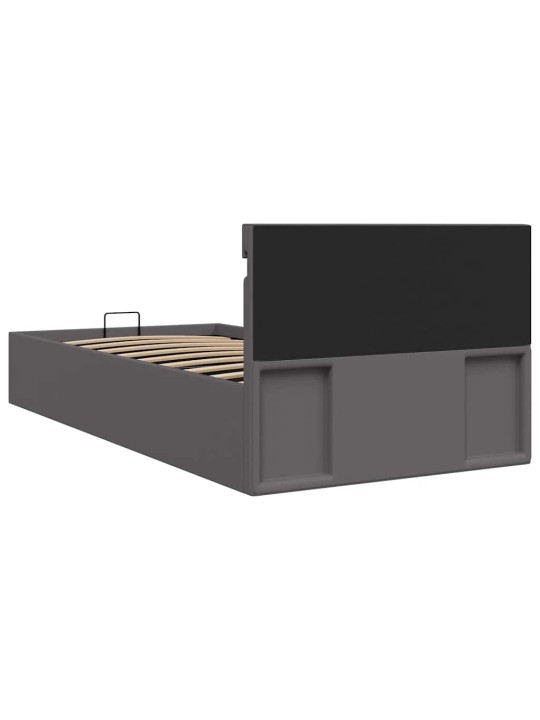 Rám postele s led úložný prostor šedý umělá kůže 100 x 200 cm