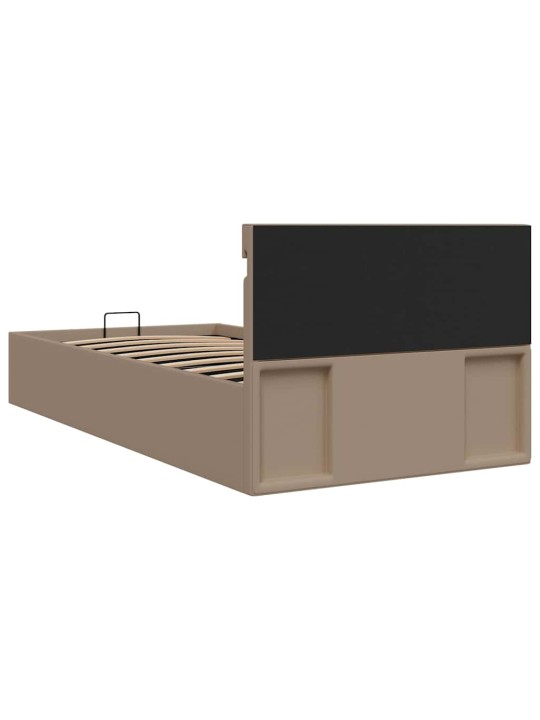 Rám postele s led a úložištěm cappuccino umělá kůže 90 x 200 cm