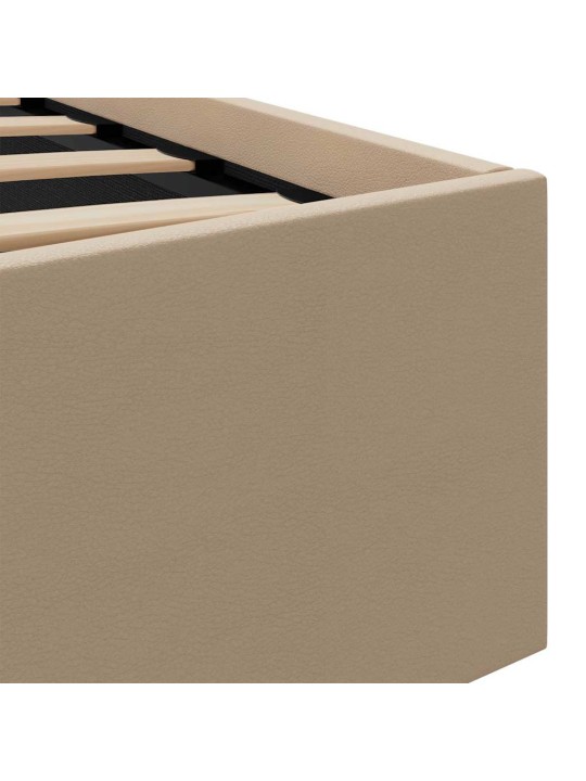 Rám postele s led a úložištěm cappuccino umělá kůže 90 x 200 cm